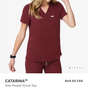 Figs Catarina top (burgundy) XS